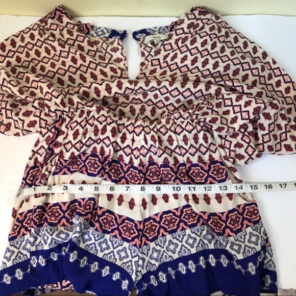 AVA New Shorts Romper Boho Print Jumpsuit V-Neck Festival Belt Neutral Summer S - Picture 8 of 11